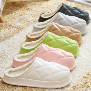 毛绒棉拖鞋女士2026新款加绒无跟可爱情侣居家冬季保暖拖鞋男