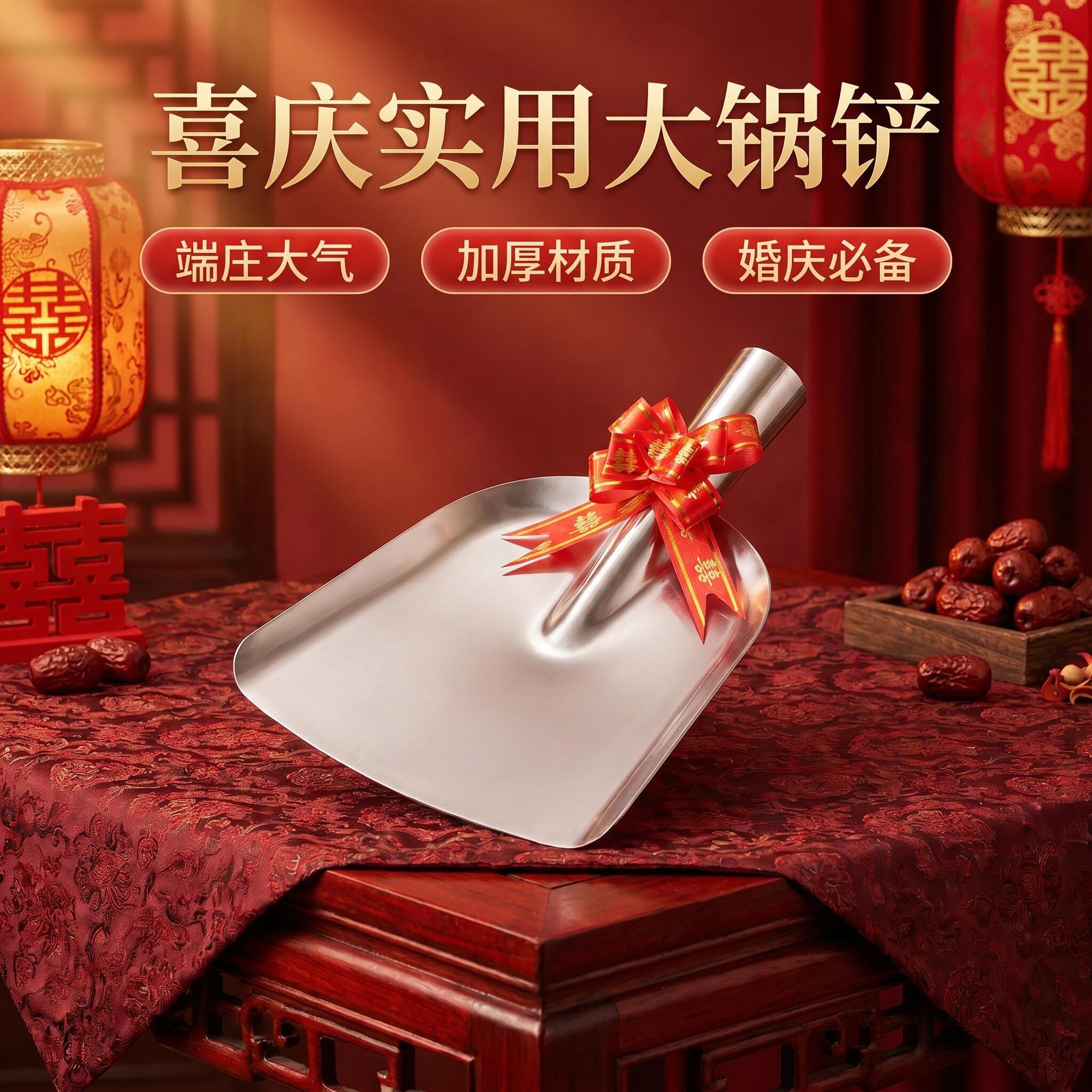 大锅铲乔迁布景炒菜熬粥翻动食材