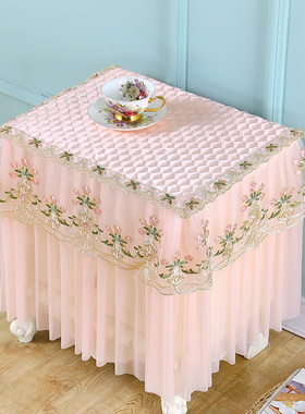 可小方桌装饰现代中式套防尘罩床头柜布艺蕾丝定制巾绣花蕾丝盖布