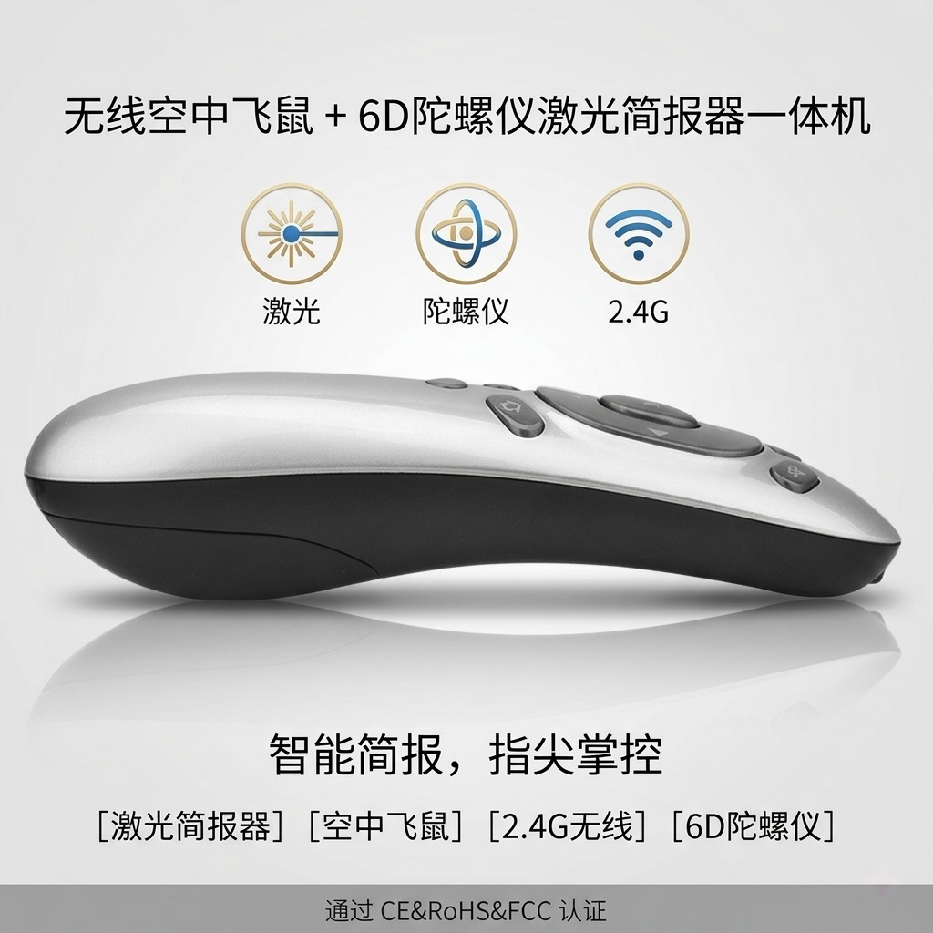 无线空中飞鼠标陀螺仪激光简报器一体机文档PPT翻页教学会议利器