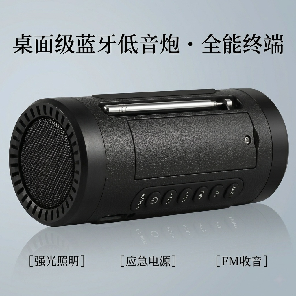 蓝牙低音炮音箱无线迷你便携式音响带强光手电筒移动电源收音机