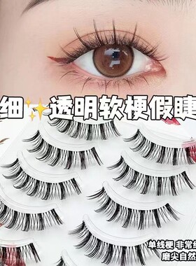 DFY-5对装黛妃妍小恶魔假睫毛浓密透明细梗自然纤长软梗眼睫毛