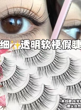 DFY-11透明梗假睫毛仙女纤长一片式自然漫画眼睫毛5对韩式假睫毛
