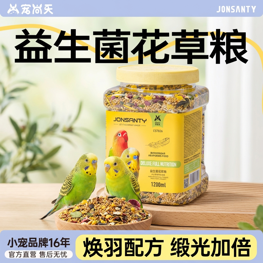 宠尚天鹦鹉鸟粮虎皮牡丹玄凤鹦鹉专用鸟粮混合黍子鸟食种子粮主食