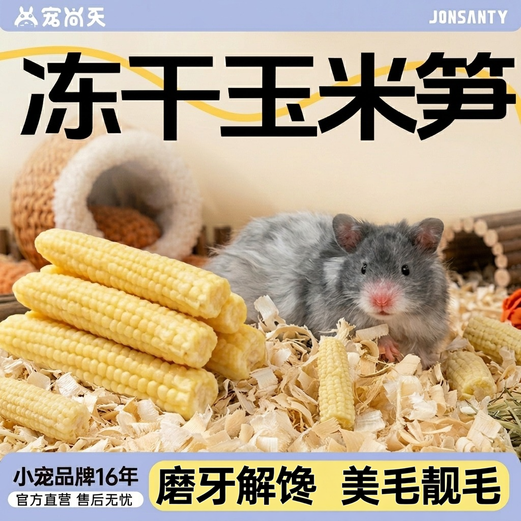 宠尚天仓鼠零食冻干玉米笋磨牙棒金丝熊专用营养粮食侏儒鼠粮用品
