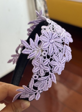 紫色刺绣花发箍头箍发饰