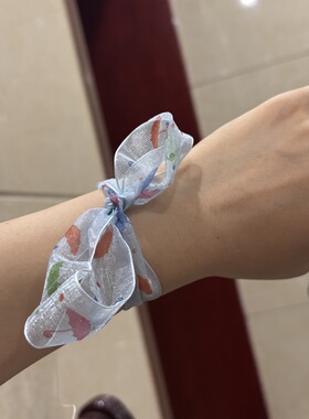 超大蝴蝶结长飘带薄纱古风甜美女氛围感仙气肩带蓝色雪纺小雨伞