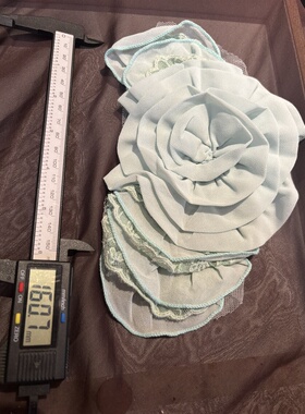 浅蓝色蕾丝花边雪纺花朵刺绣款多层精致网纱底做工精致无胶布丁