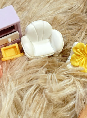 奶油马卡龙夜光Q版微观世界家具卡通摆件床沙发柜子树脂模型设计