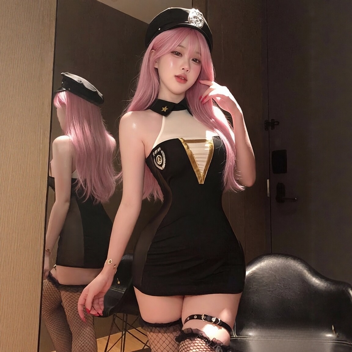 保密发货性感韩系热辣教官角色扮演纯欲制服免脱诱惑包臀裙qqny女