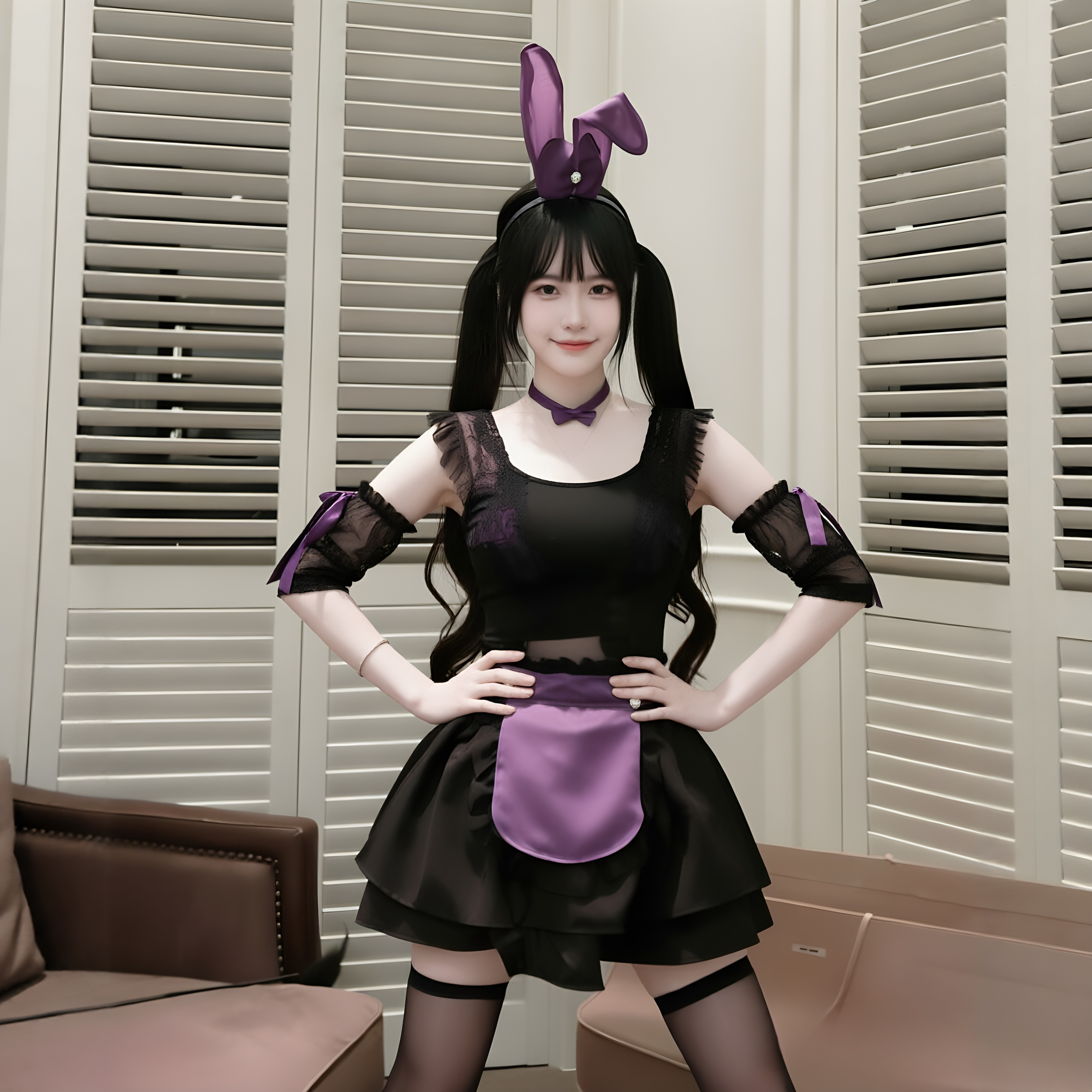 女仆可爱女佣cosplay连衣裙Lolita洋装可爱短袖花苞战袍洛丽塔