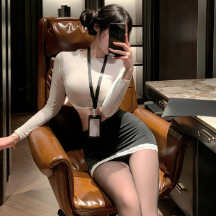 职场撩拨纯欲包臀秘书两件分体套装角色扮演夜店制服cos诱惑裙子