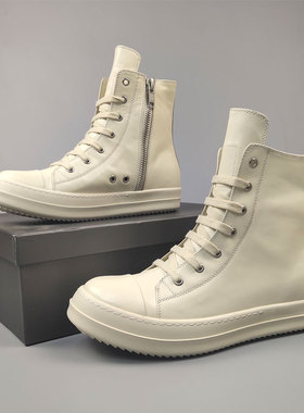 Ross Ovince高帮鞋男ro真皮增高厚底休闲板鞋女百搭小白鞋短靴潮