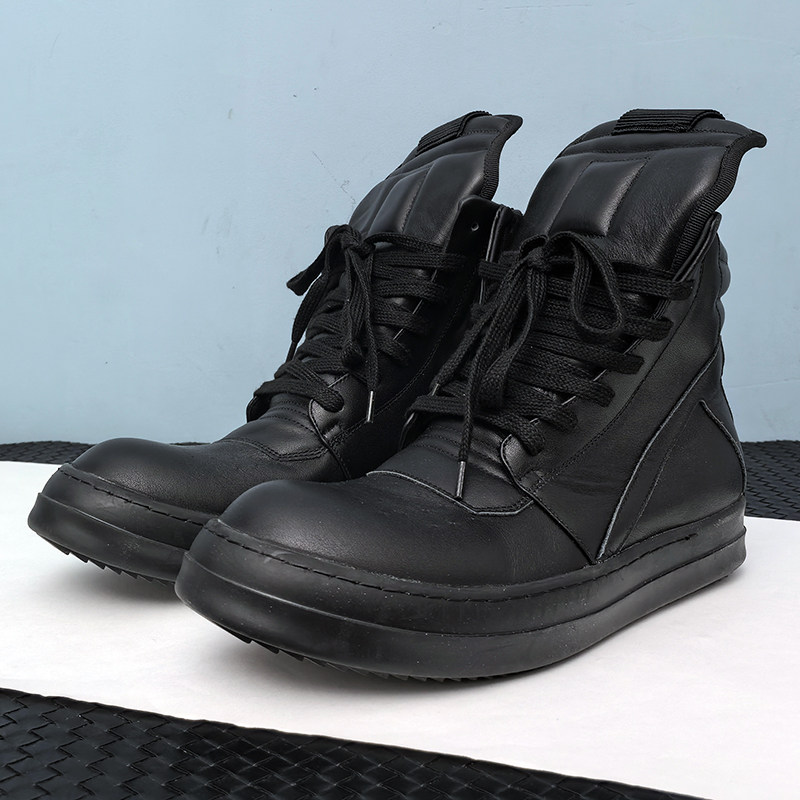 ro倒三角高帮鞋男真皮增高厚底暗黑潮鞋运动休闲板鞋女系带短靴子