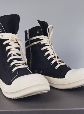 Ross Ovince高帮鞋男奶香底增高帆布缎面板鞋ro春夏百搭短靴女潮