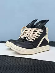 Ro Shoes New Style Dark Black and White Inverted Triangle High-Top Shoes Genuine Leather Height-Increasing Short Boots Celebrity Picks Versatile Sneakers