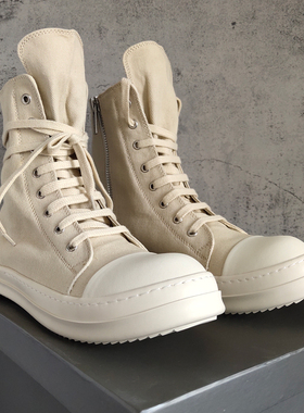 ro高帮鞋男四季帆布22ss23奶香增高厚底板鞋防水布休闲短靴鞋女潮