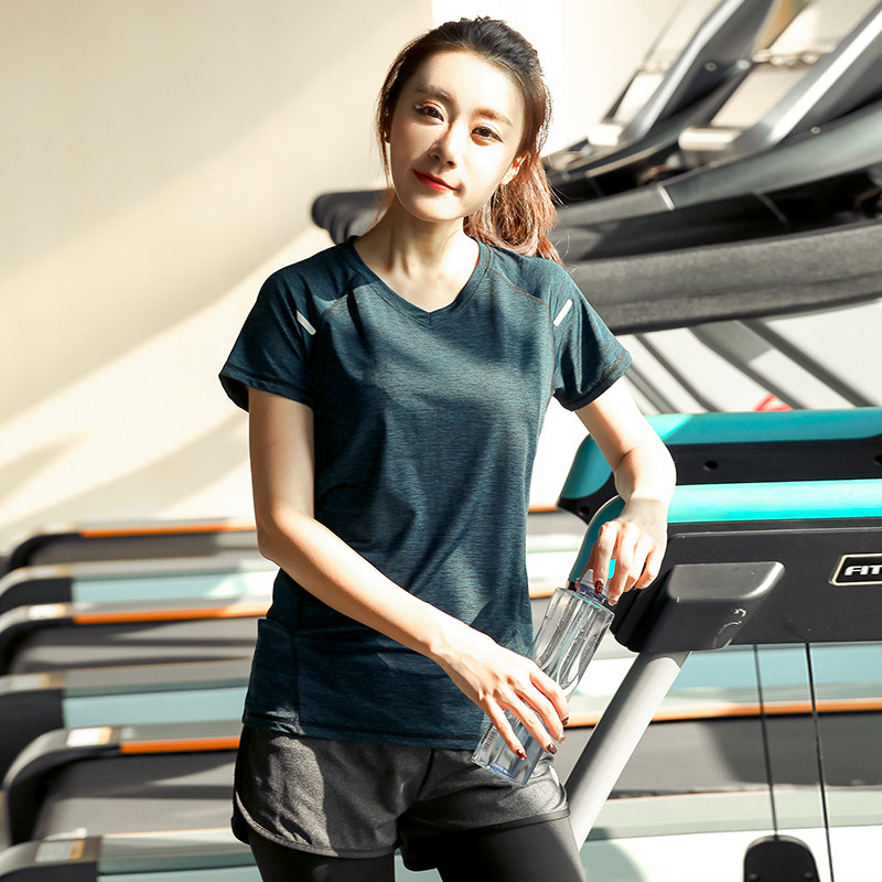 大码速干运动T恤女胖mm夏季宽松透气跑步瑜伽健身短袖上衣200斤
