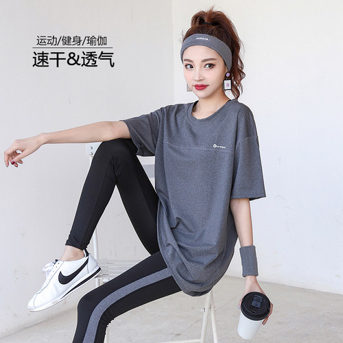 大码速干跑步健身瑜伽运动上衣女
