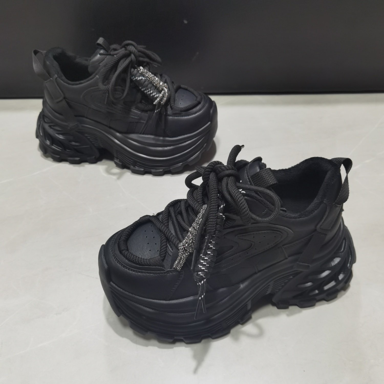 休闲风真皮老爹鞋女新款厚底增高系带百搭舒适轻便运动鞋加绒保暖,女鞋,老爹鞋,淘宝优惠券,粉丝福利购,淘宝优惠卷