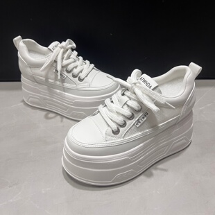 韩版 女百搭松糕鞋 休闲运动鞋 小个子显高日常 7CM厚底增高小白鞋