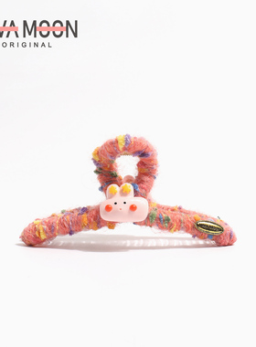 萌趣动物鲨鱼夹秋冬毛线缠绕抓夹后脑勺盘发夹子头饰大号发夹发饰