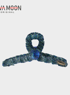 新款细闪葱绒清透珠抓夹高级感气质发夹女后脑勺鲨鱼夹子发饰头饰