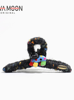 可爱点彩毛线抓夹女萌趣鲨鱼夹发饰秋冬高级感后脑勺发抓头饰发卡