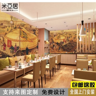 蒙古元素壁画成吉思汗西征图壁纸内蒙古草原民族风格饭店背景墙纸