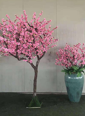 客厅干树枝假桃花大堂花艺花树腊梅商场宾馆摆放装饰仿真植物盆景