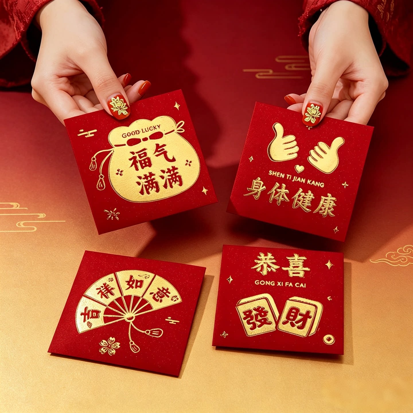 小号红包福气满满迷你利是封方形中式通用2026新年过年创意红包袋