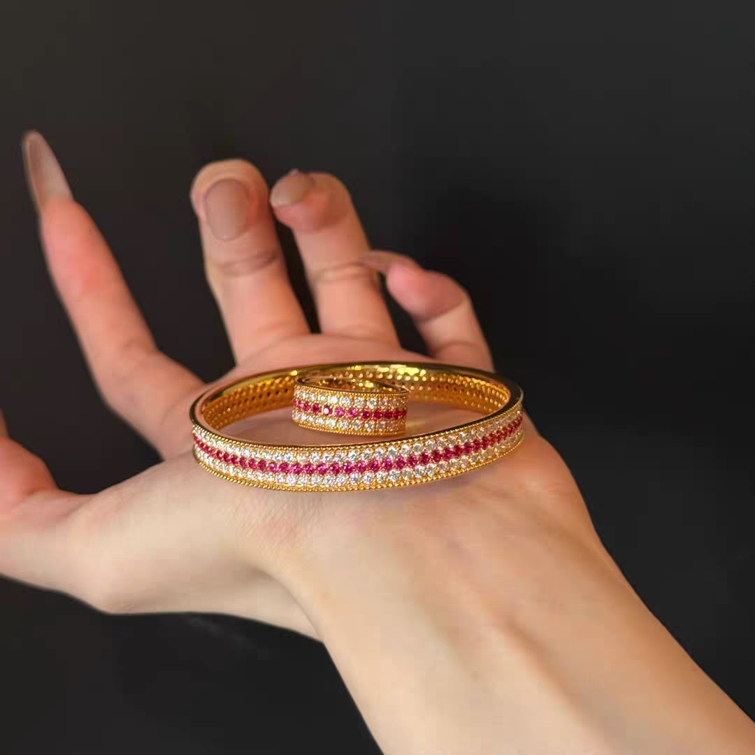 足金999红宝石手镯水贝黄金古法手镯2026新款送礼送女朋友