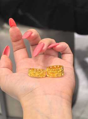 足金999固口戒指水贝黄金古法戒指2026新款送礼送女朋友