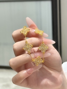 足金999十字金刚杵黄金手链镶钻5D工艺百搭送女友礼物2026新款