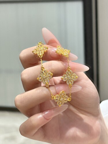 足金999十字金刚杵黄金手链镶钻5D工艺百搭送女友礼物2026新款