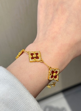 足金优质店铺保修精品999贝母四叶草手链女款水贝黄金2026新款