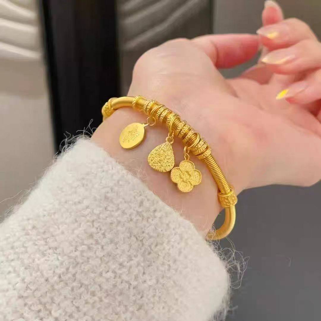 足金优质999水贝纳福盘缠古法黄金手镯女版时尚送女友2025新款