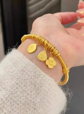 足金优质999水贝纳福盘缠古法黄金手镯女版时尚送女友2025新款