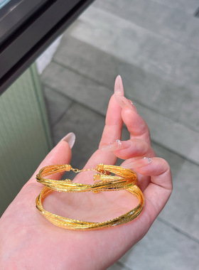 足金999浪漫编织手链5D水贝黄金送女朋友礼物2026新款