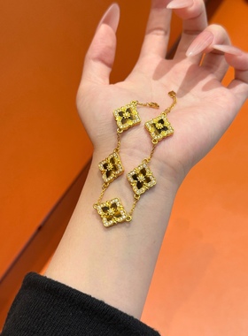 足金999镶钻四叶草手链送女朋友礼物2026新款