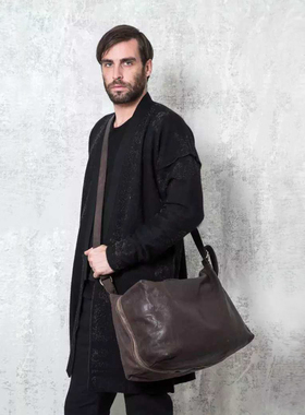 皮匠门 MEN+意大利植鞣马皮男士包袋旅行袋大容量出差真皮包AH030