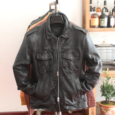 皮匠门复古做旧皮衣真皮