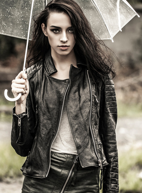 皮匠门 MEN+英国植鞣绵羊皮衣女夹克 欧美机车复古植鞣 LM1045A