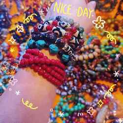 正宗西藏拉萨天珠手串男女通用九眼新天珠玛瑙串珠项链棉麻配饰链