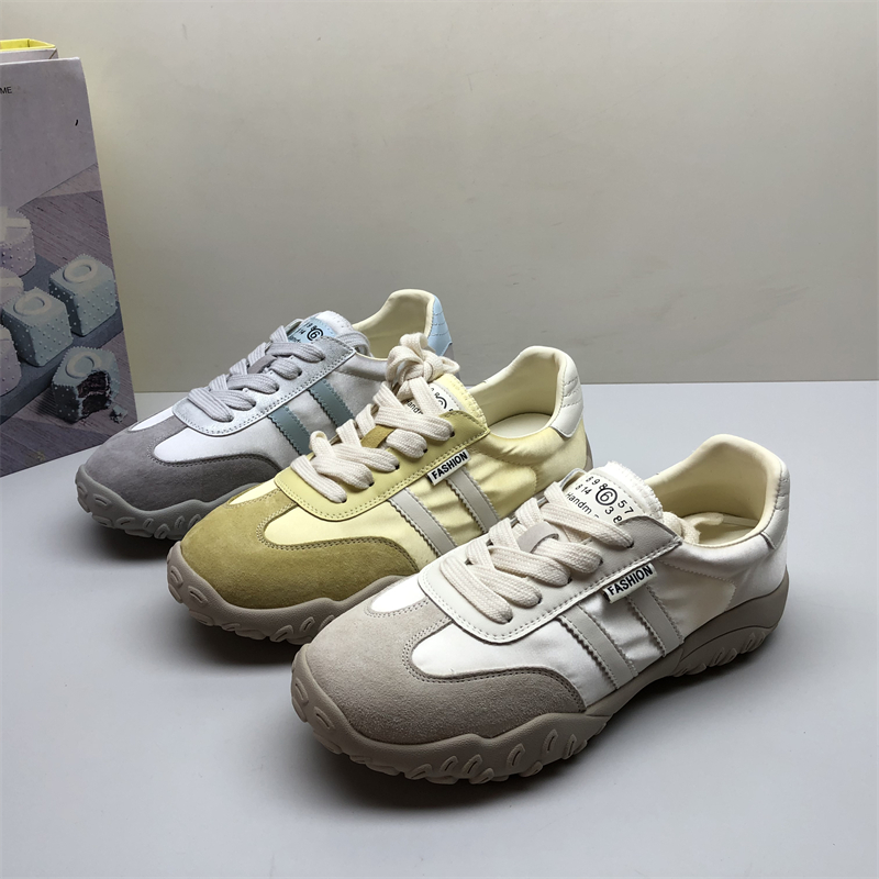 商场专柜撤柜真皮复古德训鞋女新款休闲轻便运动鞋女舒撞色透气