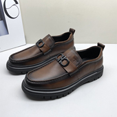 商场正品 男懒人一脚蹬商务皮鞋 撤柜真皮男鞋 休闲头层牛皮早春单鞋