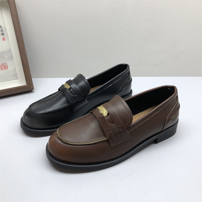 商场撤柜春夏女厚底乐福鞋英伦风金币复古懒人一脚蹬小皮鞋女百搭