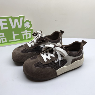 带舒适百搭休闲鞋 女潮流拼色双鞋 女潮 复古德训鞋 专柜撤柜真皮女鞋