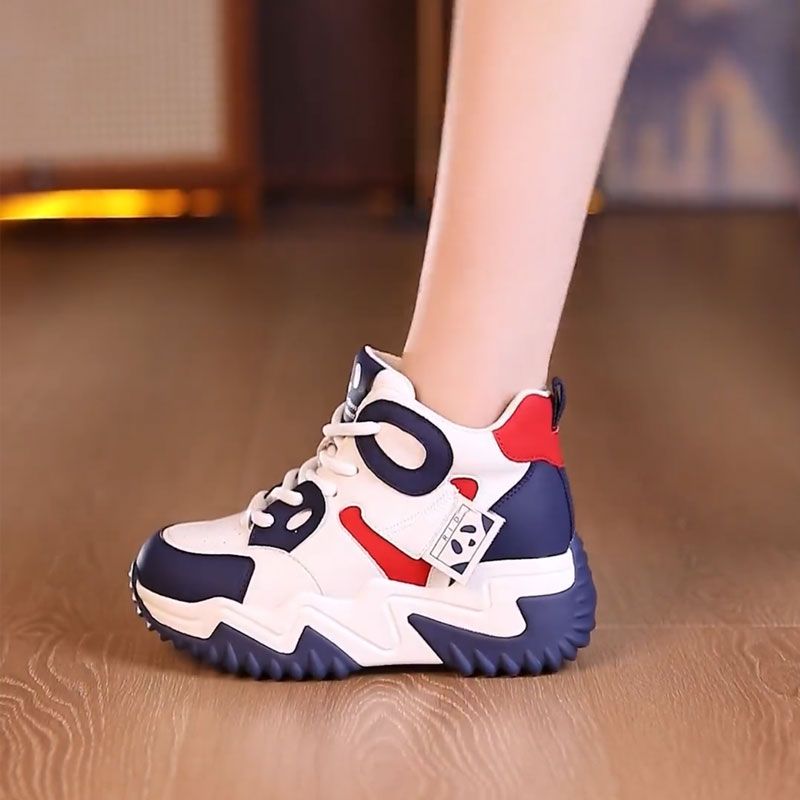 高帮鞋女鞋2025新款春秋季厚底增高显脚小网红运动休闲老爹鞋