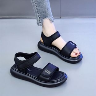 沙滩凉鞋 女 女2024新款 轻便软底魔术贴ins潮流运动凉鞋